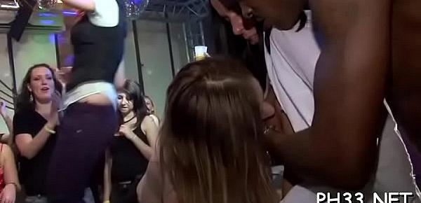  Blond young bitch swinging boobs fucked by dark waiter from behind